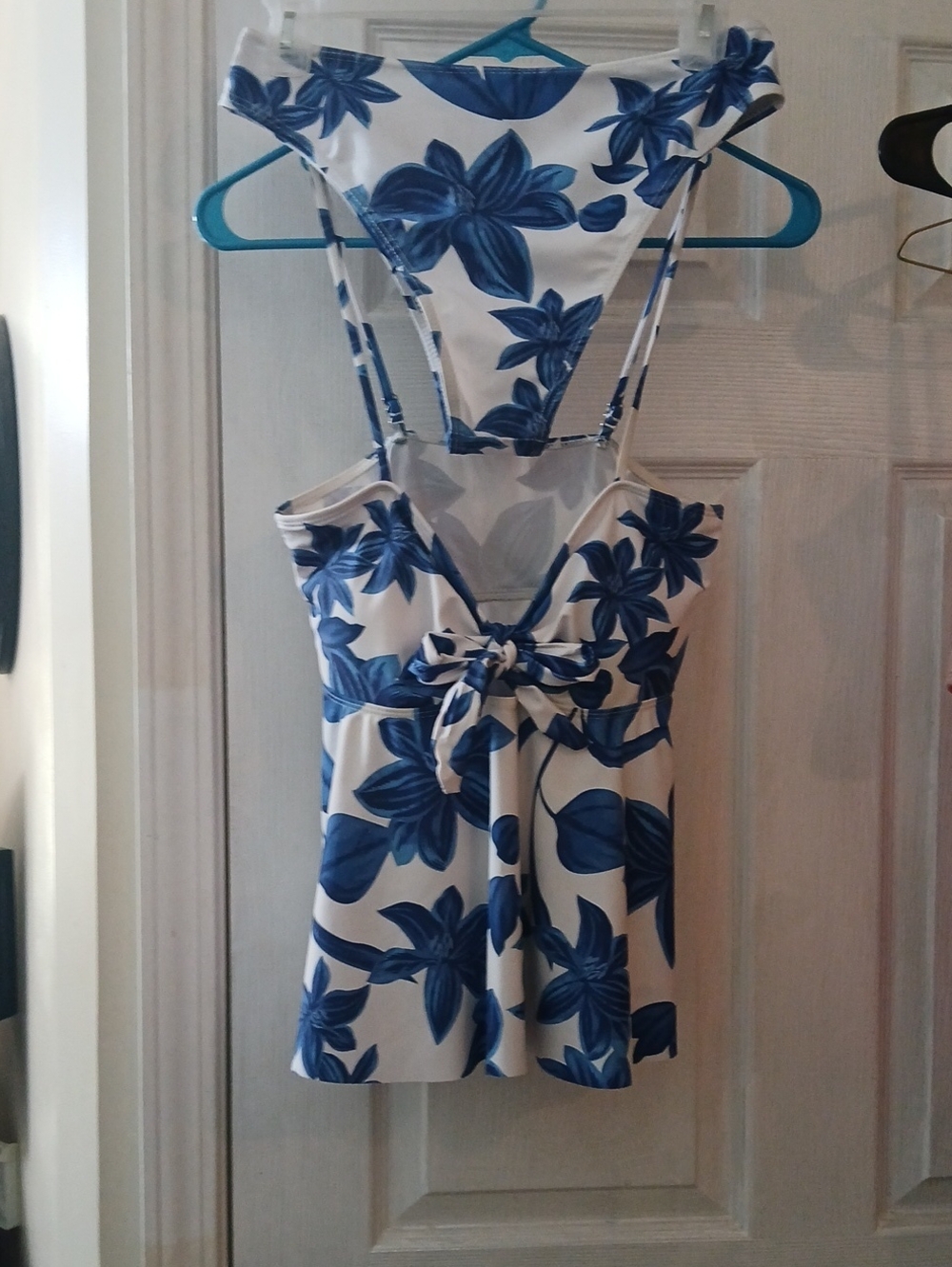 Blue Floral Tie-Front Women’s Tankini Suit